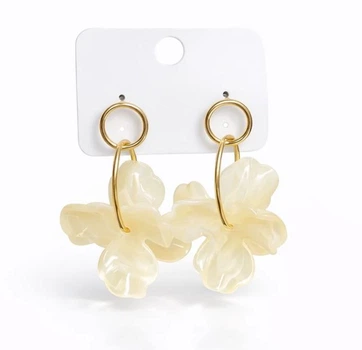 Жіночі сережки підвіски Квіти Fashion jewelry Молочні
