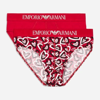 Набір трусів брифів чоловічих бавовняних Emporio Armani 490260939 2XL 2 шт Червоний (1160153129)