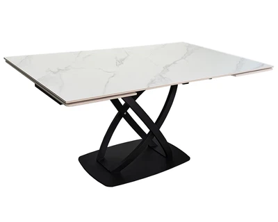 Стол HILDA CERAMIC раскладной 160(240)х90 см керамика белый мат/черный