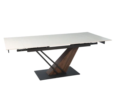 Стол раскладной FERNANDO CERAMIC 140(200)x90 см керамика бежевый мат/металл черный