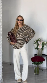 Свитер из альпаки oversize 42-48 коричневый