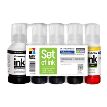 Комплект чорнила ColorWay для Epson EP716/EW716 BK/C/M/Y Пігметні/Водорозчинні 140 ml + 4 x 70 ml (CW-EP716/EW716SET01)