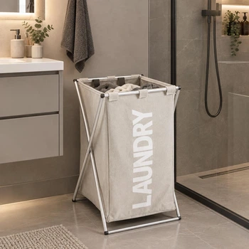 Корзина для белья Trento Laundry Light, бежево-серая