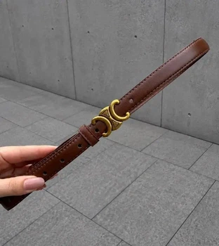 Женский ремень с винтажной бронзовой пряжкой Коричневый