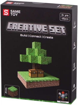 Магнитный конструктор Creative Set Skyblock 48 элементов пластик зеленый коричневый
