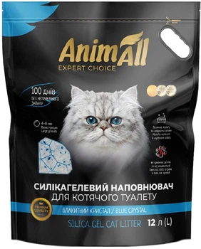 Наполнитель для кошачьего туалета AnimAll Голубой кристалл Премиум Силикагелевый впитывающий 4.8 кг (12 л) (4820224504575)