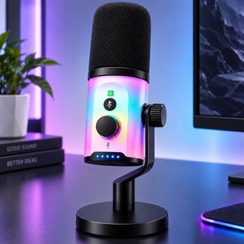 USB-микрофон ZX-778 для стримов, игр / RGB-подсветка / шумоподавление / мониторинг звука
