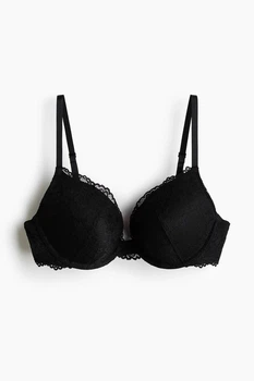 Бюстгальтер женский H&M Push-Up кружевной с косточками черный sweetheart neckline 85B (1232588)