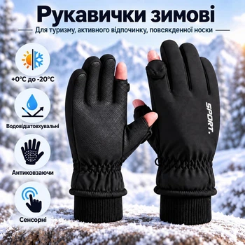Зимові рукавички 3M Q216 M з утеплювачем Thinsulate, сенсорні для смартфона, водовідштовхувальні, протиковзкі, чорні