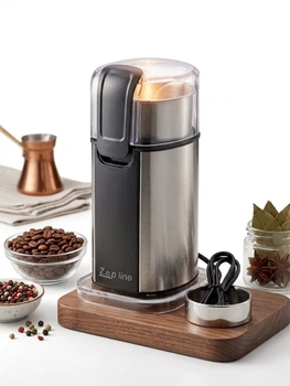 Кофемолка роторная мощная измельчитель электрический Zepline ZP-00362 Silver 500W из нержавеющей стали 100 грамм