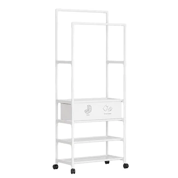 Стойка-вешалка для одежды и обуви RIAS YH9918-4A с колесами и полкой 150x56x30 см White (3_08724)