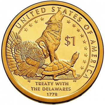 Монета 1 долар 2013 P Корінні Американці. Договір з делаварами. Treaty With the Delawares USA. UNC
