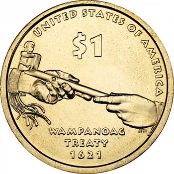 Монета 1 долар 2011 D Корінні Американці. Договір з Вампаноагами. Wampanoag Treaty. UNC