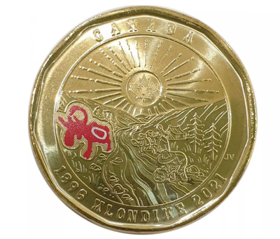 Монета 1 долар 2021 UNC 125 років клондайкській золотій лихоманці. Кольорова