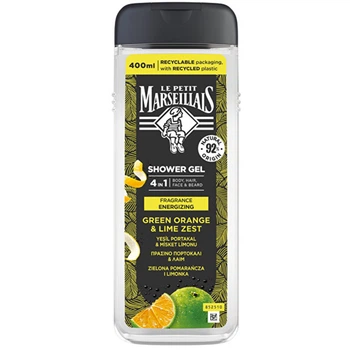 Гель для душа 4 в 1 Le Petit Marseillais Homme Green Orange & Lime Zest, 400 мл