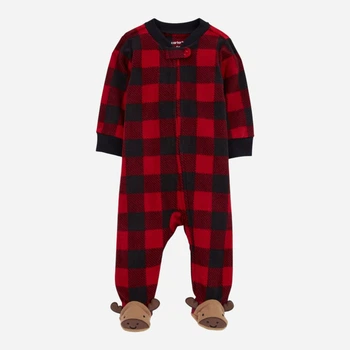 Детский теплый флисовый человечек для новорожденных Carter's 512314520 50-56 см Черный/Красный (1159860405)