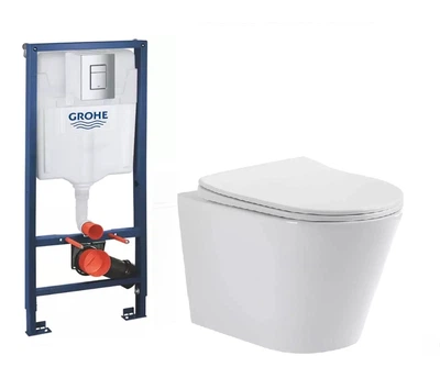 Інсталяція Grohe Rapid SL 38772001 з панеллю змиву Skate Cosmopolitan 38732000 + унітаз Primera UF HT-1022-WHT001 Vortex Flush з сидінням Soft Close дюропласт