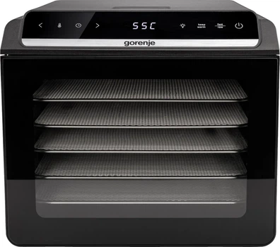 Сушилка для продуктов Gorenje FDK600DB 580Вт 6 поддонов 25см черная пластик+металл