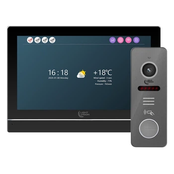 Комплект відеодомофона Light Vision: домофон 7" WiFi Tuya MADRID FHD Black та відеопанель 2Mp RIO FHD(RF) Grey (82-00249-82-00221)