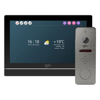 Комплект відеодомофона Light Vision: домофон 7" WiFi Tuya MADRID FHD Black та відеопанель 2Mp RIO FHD Grey (82-00249-82-00216)