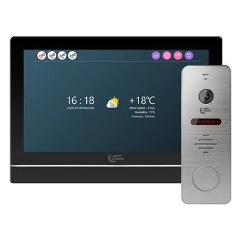 Комплект відеодомофона Light Vision: домофон 7" WiFi Tuya MADRID FHD Black та відеопанель 2Mp RIO FHD Silver (82-00249-82-00217)
