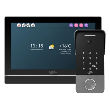 Комплект відеодомофона Light Vision: домофон 7" WiFi Tuya MADRID FHD Black та відеопанель 2Mp RIO FHD(KEY) Silver зі зчитувачем Mifare та клавіатурою (82-00249-82-00243)