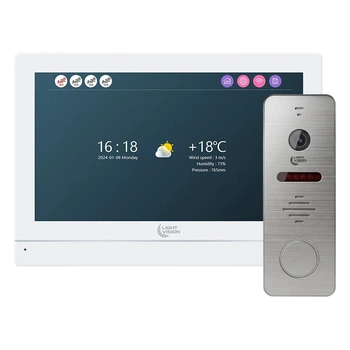 Комплект відеодомофона Light Vision: домофон 7" WiFi Tuya MADRID FHD White та відеопанель 2Mp RIO FHD Silver (82-00245-82-00217)