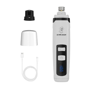 Гриндер для когтей собак и котов SMEHNSER M2 PRO с LED-подсветкой, USB Type-C, 2 скорости, дисплей заряда