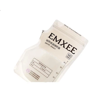 Одноразовые пакеты для хранения грудного молока EMXEE с отверстием в форме соски, пригодные для хранения в холодильнике, утолщенные герметичные пакеты для сохранения грудного молока.