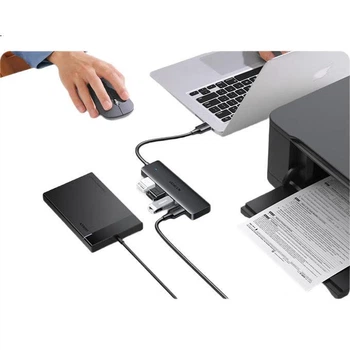 UGREEN USB3.0 Hub Многопортовый разветвитель, док-станция расширения, конвертер, 4-портовый высокоскоростной адаптер для ноутбуков, 0,15 метра