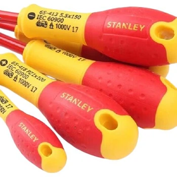 Высоковольтная изолированная крестовая отвертка STANLEY 1000 В с двухцветной ручкой, № 2*125 мм, 65-416