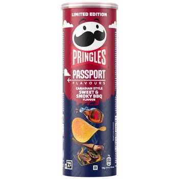 Чіпси Pringles Passport Canadian Style Sweet & Smoky BBQ зі смаком солодкого копченого BBQ 165 г (5053990195183)
