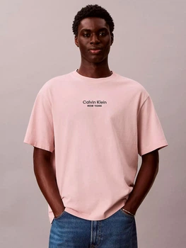 Футболка бавовняна довга чоловіча Calvin Klein 455482667 XL Рожева (1162424507)