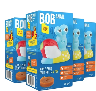 Набір Bob Snail Натуральні фруктові цукерки Яблуко-Груша та іграшка 20 г х 4 шт (2000000014587)