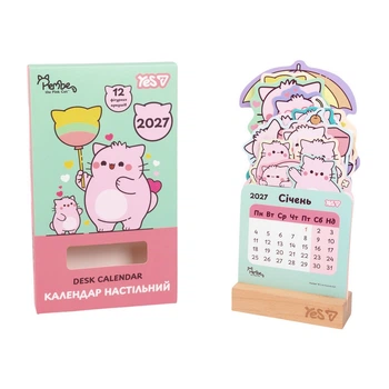 Календар настільний Yes 2027 Pembe the Cat, формовий на підставці, 10,6 х 23,5 см (270284)