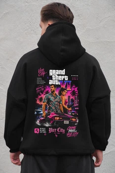 Чоловіче Оверсайз Худі На Флісі З Капюшоном Та Принтом Without GTA OneSize Black