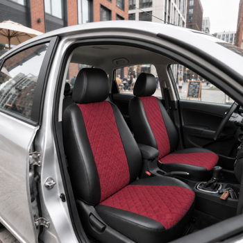 Авточехлы Alux Kia Optima 4 (JF) USA Красные экокожа + алькантара (AL-1712)