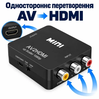 Адаптер AV (RCA/CVBS) на HDMI 1080P Stone перехідник чорний (ST-SC002)
