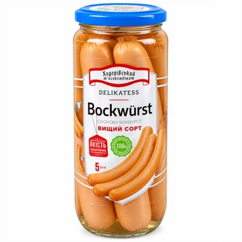Сосиски Bockwurst (Боквурст) вищий Сорт Ходорівський М'ясокомбінат (скло) 458 г
