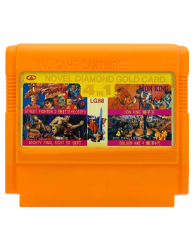 Збірник Ігор RMC Famicom Dendy 4 in 1 LG88 Street Fighter 2 Port, Lion King (Hack Jungle Book), Mighty Final, Golden Axe 4 (Astyanax) 90х TV Game Англійська Версія Тільки Картридж Б/У