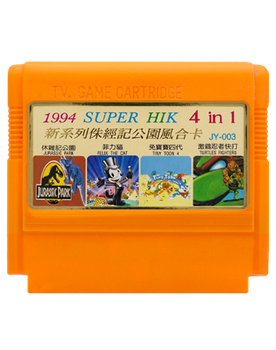 Збірник Ігор RMC Famicom Dendy 4 in 1 JY-003 TMNT 4, Jurassic Park, Tiny Toon 4, Felix the Cat 90х TV Game Англійська Версія Тільки Картридж Б/У