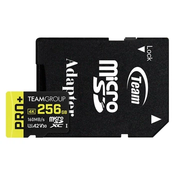 Картка пам'яті MicroSDXC 256 GB UHS-I/U3 Class 10 Team Pro+ + SD-адаптер (TPPMSDX256GIA2V3003) ( карта: 15 х ( 15714 )