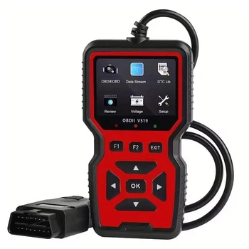 Диагностический сканер для автомобиля OBDII V519 (Черно-красный)