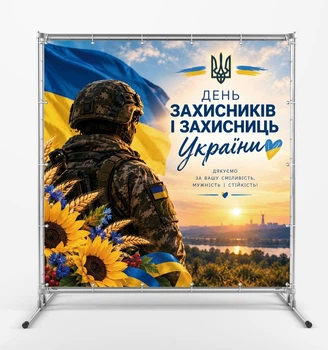 Баннер. День защитника Украины "Восход солнца" размер 2х2м. С люверсами.