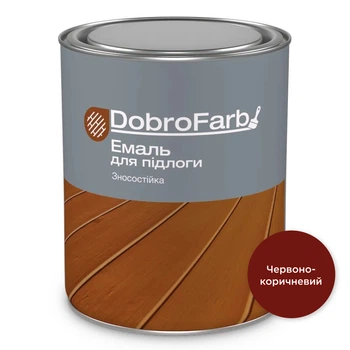 Емаль алкідна для дерев’яної підлоги DobroFarb зносостійка 0,9 кг Червоно-коричнева