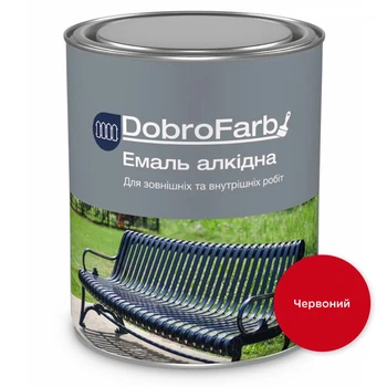 Емаль алкідна DobroFarb атмосферостійка для металу та дерева Червона 0,8 кг