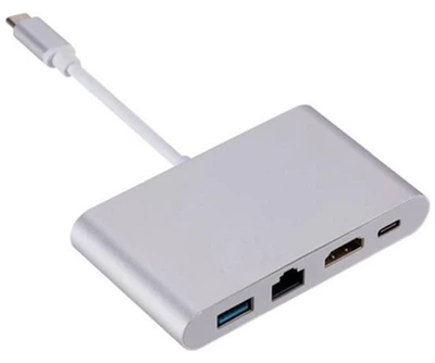 Переходник Dynamode USB3.1 Type-C to 1хHDMI, 1хRJ-45, 1хUSB 3.0, 1хUSB Type-C Female, р.до 4K 3840x2160 (Multiport USB 3.1 Type-C to HDMI-RJ45)