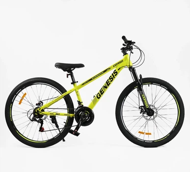 Велосипед Спортивный 26 дюймов Corso Genesis T-0497 оборудование SunRun стальная рама 13 дюймов 21 скорость. Black and Yellow (181631)