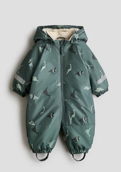 Комбинезон детский зимний H&M зелёный с динозаврами 104 см
