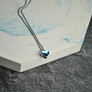 Кулон Swarovski серце на ланцюжку медична сталь родій (x263-1)